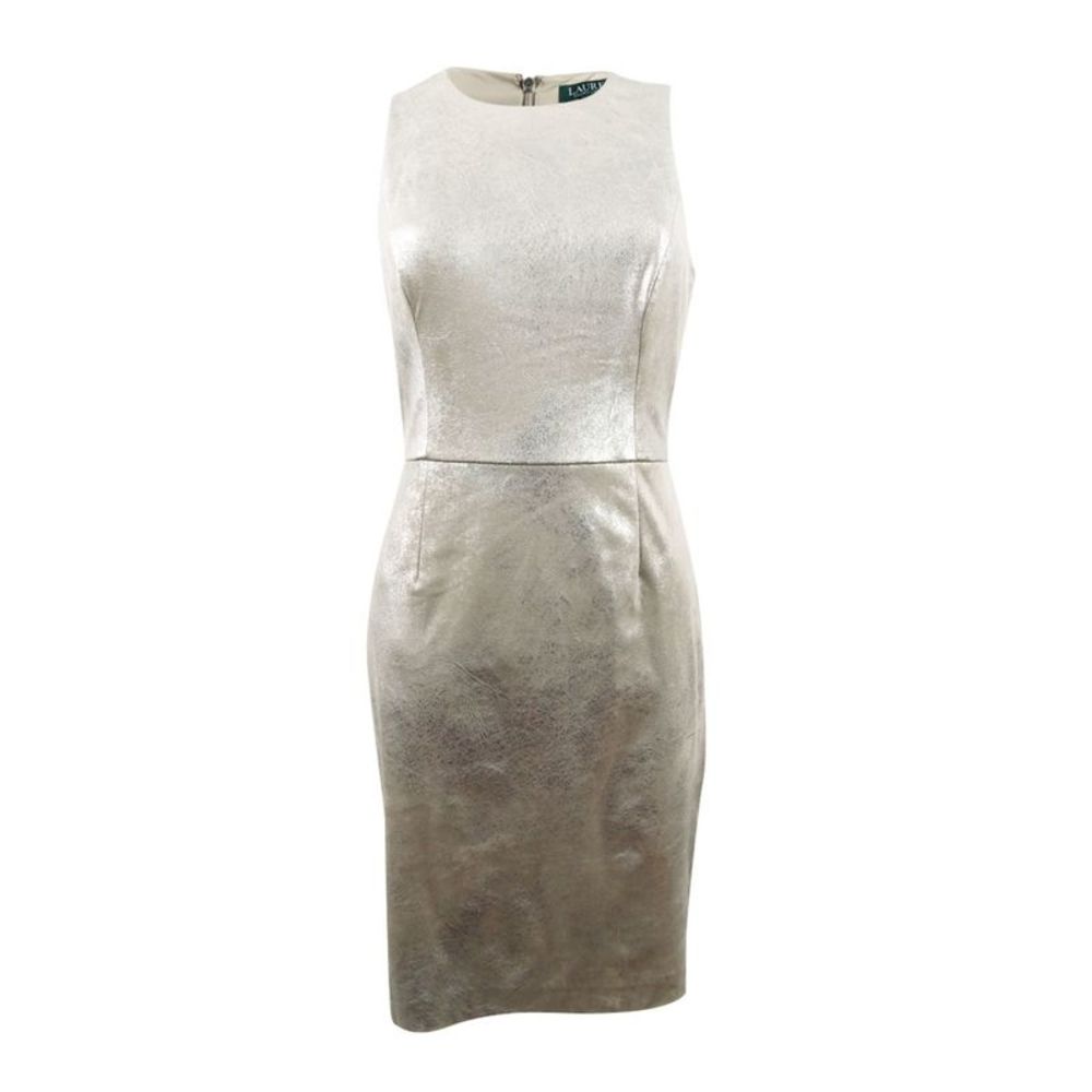 Lauren by Ralph Lauren Women's Metallic Faux-Suede Dress - Tan/Silver